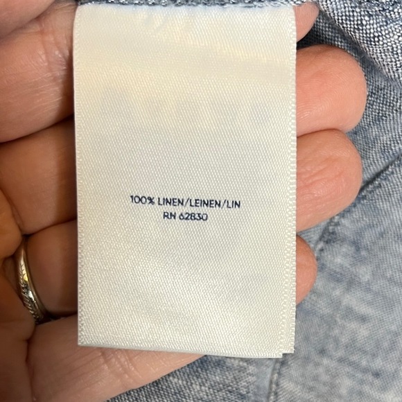 Linen Chambray Oversized Top Lands' End 2X Relaxed Minimal Comfort - Picture 5 of 8